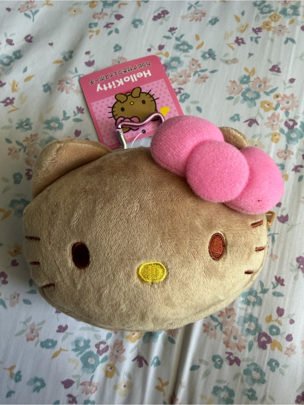 Hello Kitty Brown Plush Pouch with Pink Bow